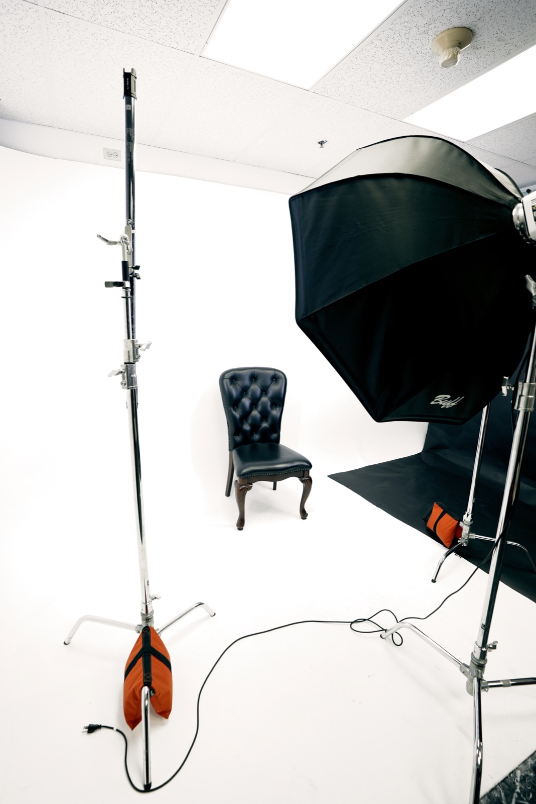 Chair and lighting in the All In Studios photo studio